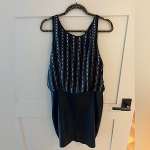 PVC leather dress with sequins top